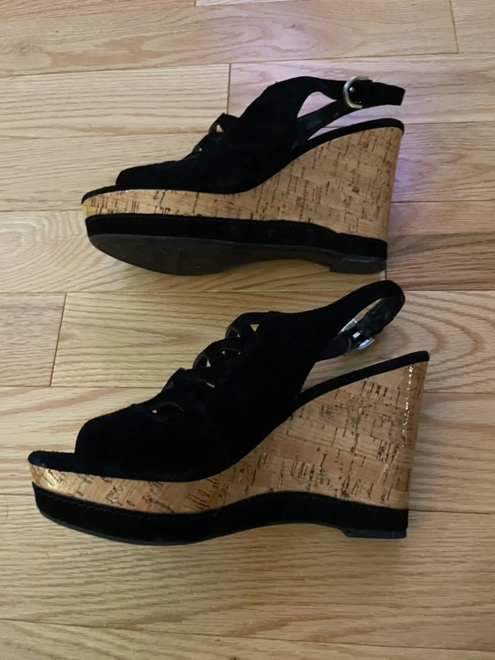 Franco Sarto Sandals, Platform Heels, Suede Lattice Look